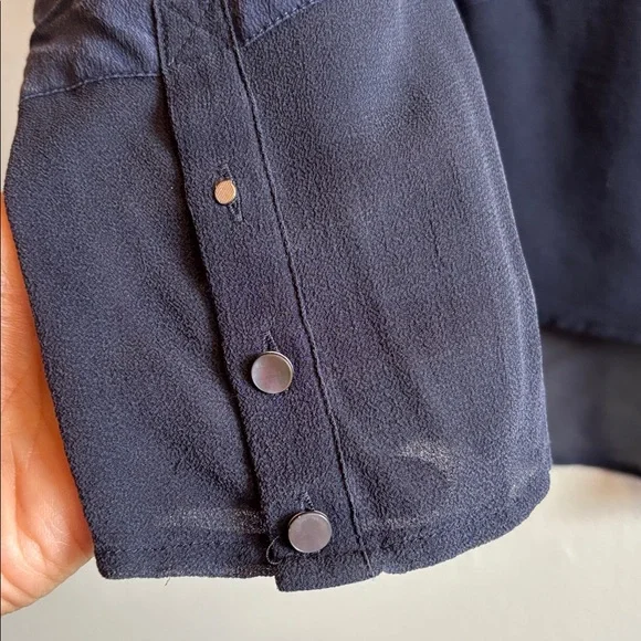 Club Monaco Navy Layered-Panel Long Sleeve Top - Picture 3 of 4